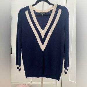 rag and bone extra fine merino wool striped sweater jumper navy white